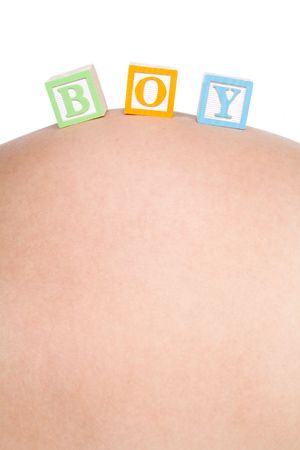 Baby Boy Blocks on Bellyの写真素材