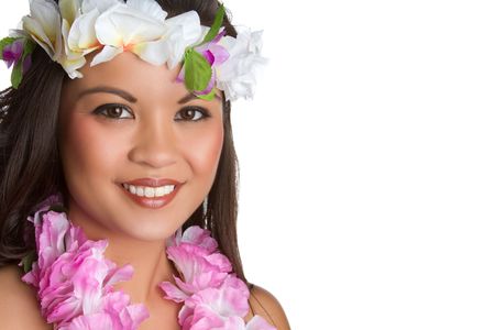 Beautiful smiling hawaiian tropical womanの写真素材