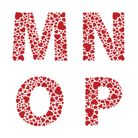 MNOP heart alphabet letters fontのイラスト素材