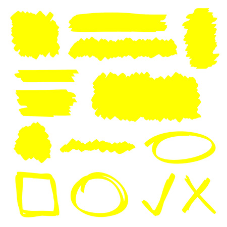 Yellow highlighter marker illustration setのイラスト素材