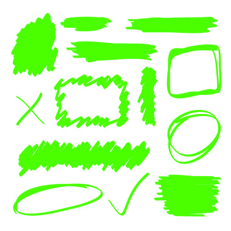 Green highlighter marker elements setのイラスト素材
