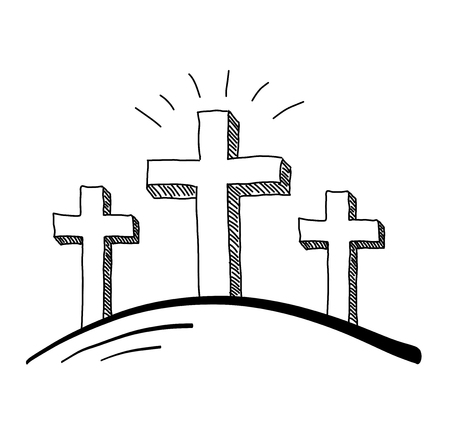Easter three crosses doodle vector illustration.のイラスト素材