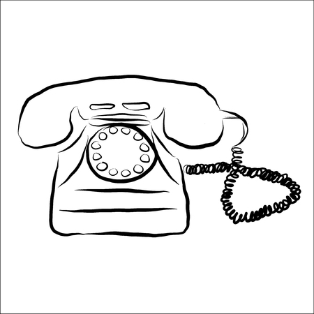 Retro phone doodle vector illustrationのイラスト素材