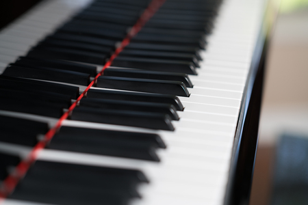 Closeup of piano keys with selective focusの写真素材