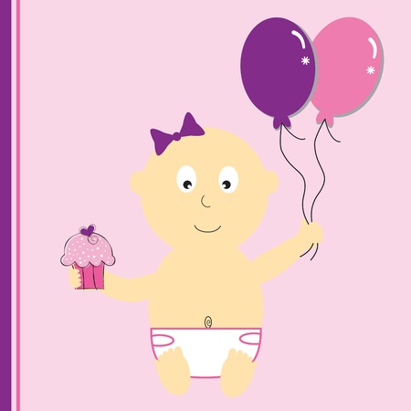 Birthday Girl With Balloonsのイラスト素材