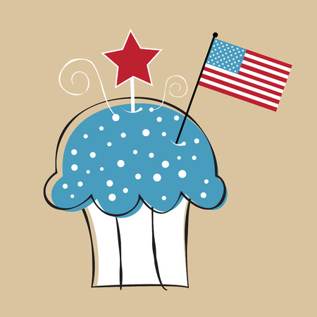 4th of July Flag Cupcakeのイラスト素材