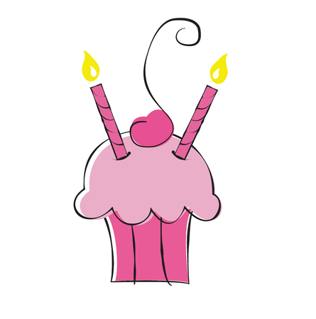 Birthday Cupcake with Candlesのイラスト素材