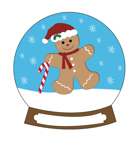 Snow globe with Gingerbread Man inside.のイラスト素材