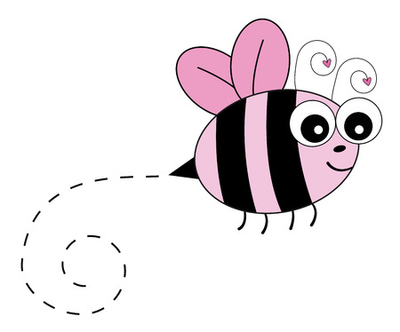 Buzzing Bee in color pink illustration.のイラスト素材