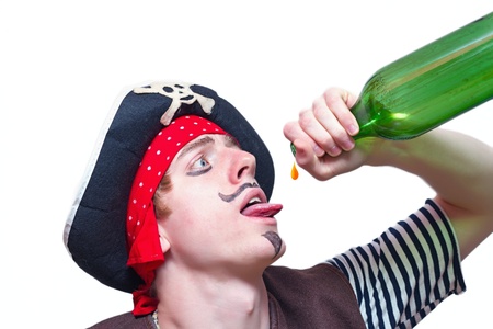 desperate pirate with the last drop of rumの写真素材