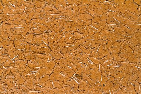 Structure of masonry from dried raw clay with strawの写真素材