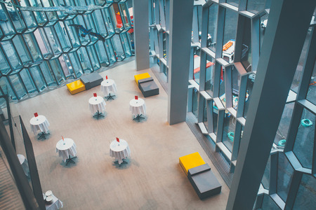 Contemporary minimal interior design of Reykjavik theaterのeditorial素材