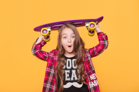 Surprised and shocked fashion kid conceptの写真素材