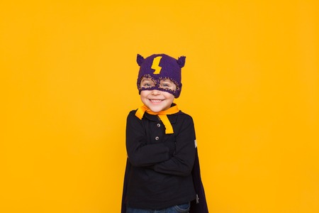 Smiling kid in hero maskの写真素材