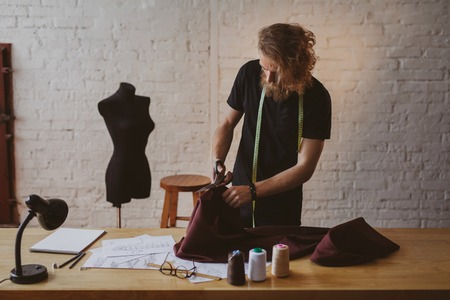 Young man creating clothingの写真素材