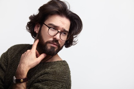 Hipster confident man in glassesの写真素材
