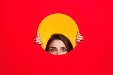Woman in circle posingの写真素材
