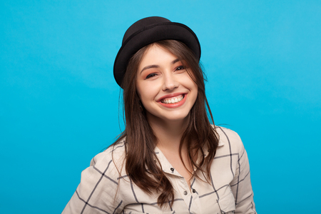 Excited smiling young womanの写真素材
