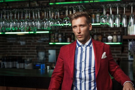 Stylish confident man in suitの写真素材