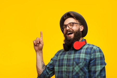 Hipster man having ideaの写真素材