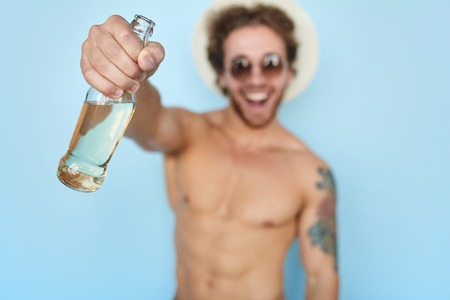 Man with bottle of waterの写真素材