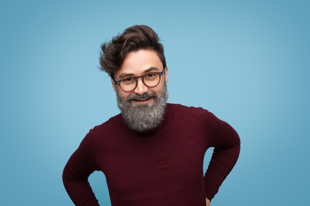 Adult man with gray beardの写真素材