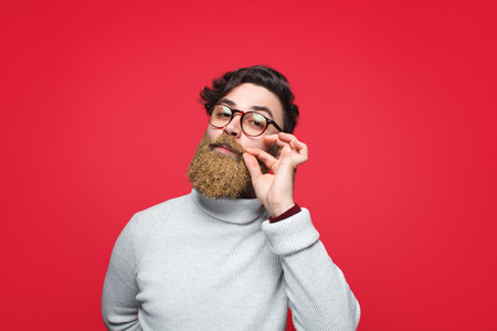 Trendy exquisite man with golden beardの写真素材