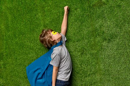 Confident superhero flying upの写真素材