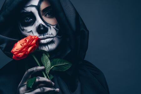 Female ghost with dry flowerの写真素材