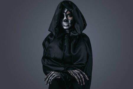 Creepy ghost in dark capeの写真素材