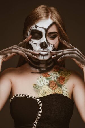 Female ghost with closed eyesの写真素材