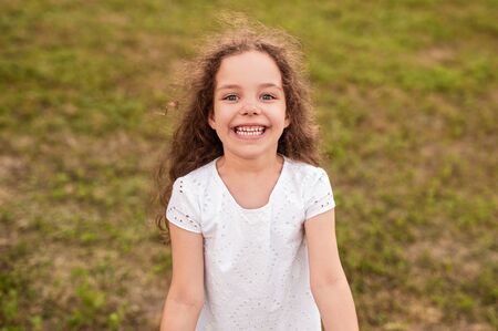 Happy child playing in parkの写真素材