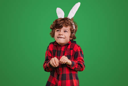 Funny kid with bunny ears