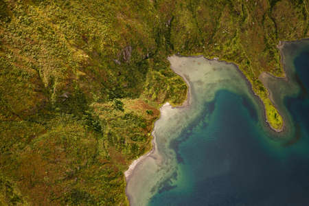 Amazing landscape of green coast and lagoonの写真素材