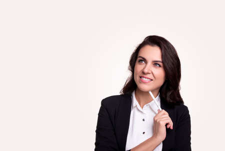 Woman entrepreneur thinking about workの写真素材