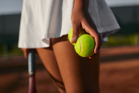 Crop black woman with tennis ballsの写真素材