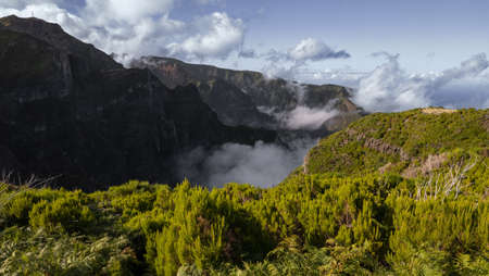 Scenic mountainous valley on sunny day