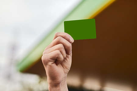 Crop customer showing blank loyalty cardの写真素材