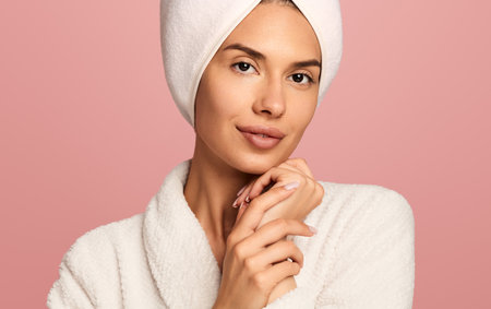 Smiling young woman after spa treatmentの写真素材