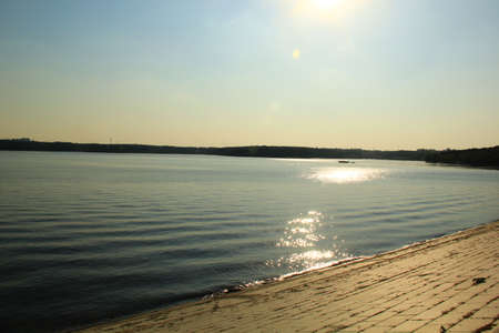 Lake under the sunの写真素材