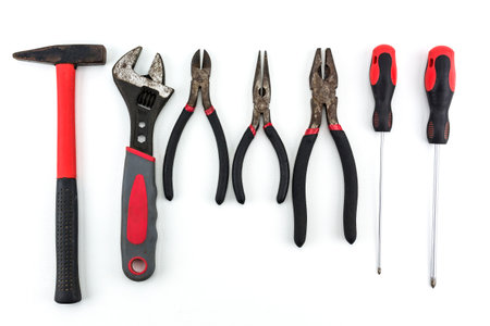 Tools on a white background.の写真素材