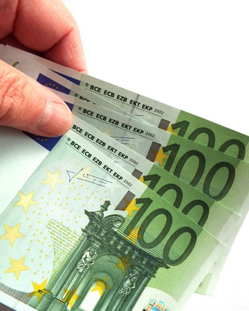 Euro banknotes. Some euro banknotes are spread.の写真素材