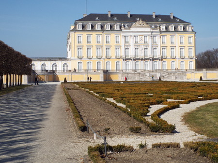 Augustusburg Castle, south side with Baroque garden in the foregroundのeditorial素材