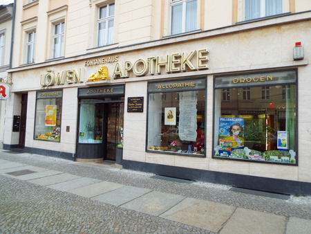 Lion Pharmacy, City of Neuruppin, the birthplace of the famous German poet Theodor Fontane. Germany 04.13.2016のeditorial素材