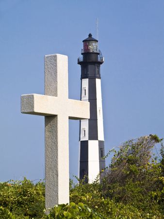 Cape Henry Cross and Lighthouse, Virginia の写真素材