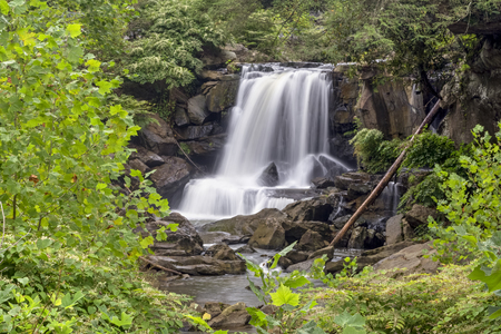 Laurel Creek splashes over a beautiful waterfall in Fayette County, West Virginia's New River Gorge region.の写真素材