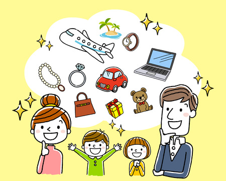4 people Family: luxury, desire and imagineのイラスト素材