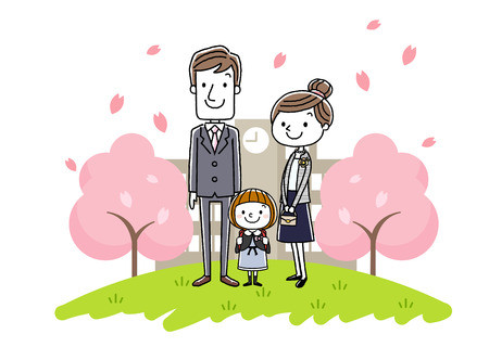 The entrance ceremony image: parents and boysのイラスト素材