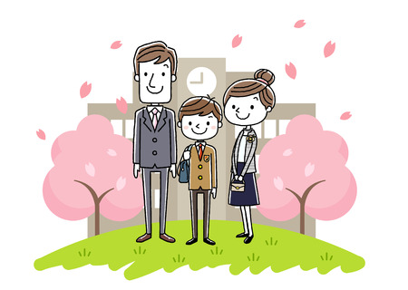 The entrance ceremony image: parents and boysのイラスト素材