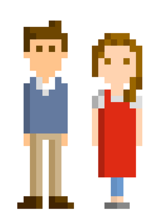 Pixel illustration: coupleのイラスト素材